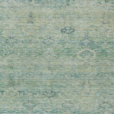 HomeRoots 10' X 14' Teal Blue And Linen Oriental Washable Indoor Outdoor Area Rug