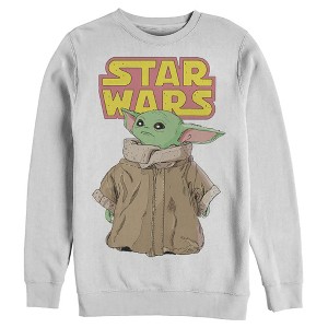 Men's Star Wars The Mandalorian The Child Retro Logo Stance Sweatshirt - 1 of 3