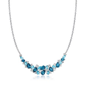 Ross-Simons 12.25-12.10 ct. t.w. London, Swiss Blue and White Topaz Collar Necklace in Sterling Silver - 1 of 4