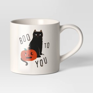 16oz Halloween Stoneware Boo To You Mug Whie - Hyde and EEK! Boutique™: Dishwasher-Safe Drinkware for Hot/Cold Beverages - 1 of 3