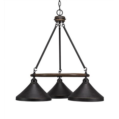 Toltec Lighting Blacksmith 3 - Light Chandelier in  Dark Granite with 10" Dark Granite Cone Metal Shade Shade