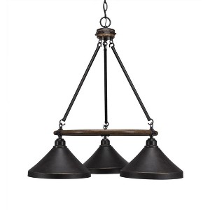 Toltec Lighting Blacksmith 3 - Light Chandelier in  Dark Granite with 10" Dark Granite Cone Metal Shade Shade - 1 of 1