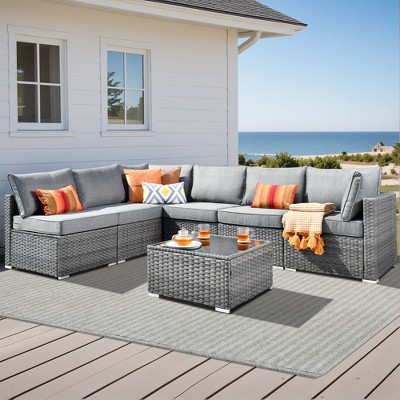 XIZZI Modular Outdoor Patio Furniture Set w/ Optional Coffee Table, Swivel Chair & Firepit - All-Weather, Waterproof & UV-Resistant