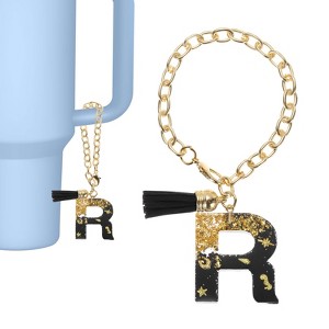 Unique Bargains Resin Lightweight Decorative Tassel Keychain Handle Charm Black with Gold Foil 1 Pc - 1 of 4
