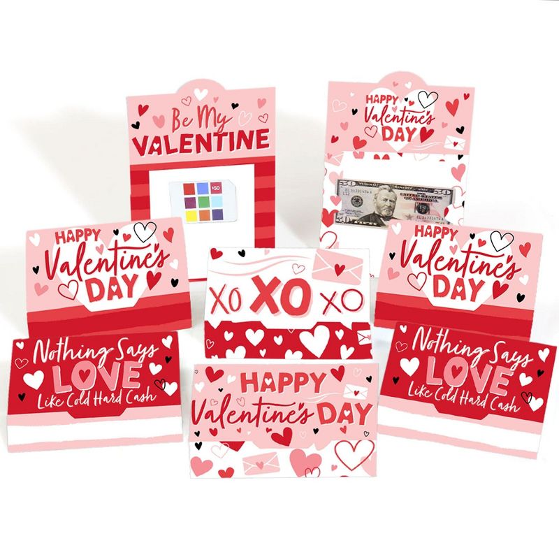 Big Dot of Happiness Assorted Happy Valentine's Day - Valentine Hearts Party Money and Gift Card Holders - Set of 8, 1 of 6