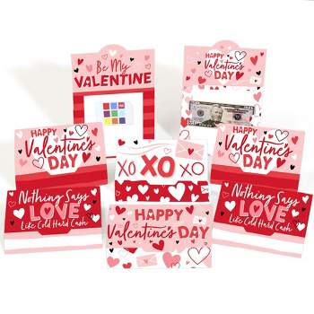 Big Dot of Happiness Assorted Happy Valentine's Day - Valentine Hearts Party Money and Gift Card Holders - Set of 8