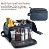 Large Capacity Toiletry Bag for Men, Leather Hanging Toiletry Organizer Cosmetics Makeup Bag, Blue - 2 of 4