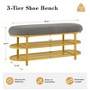 Gericco 46" Shoe Storage Bench with Cushion Entryway Bench Modern Metal Legs Shoe Rack end of Bed with Shelf - 2 of 4