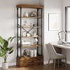 Modern Bookshelf with Drawers,Tall Standing Bookshelves Metal Frame Large Display Racks Book Shelf for Bedroom,Living Room,Brown - 3 of 4
