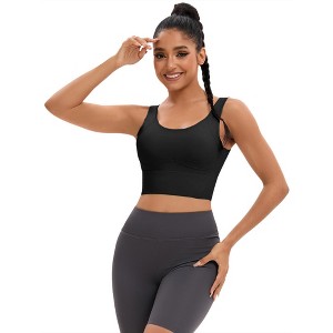 INSPIRE CHIC Women's Full Coverage Deep V-Back Workout Fixed Cup Comfort Sports Bras - 1 of 4