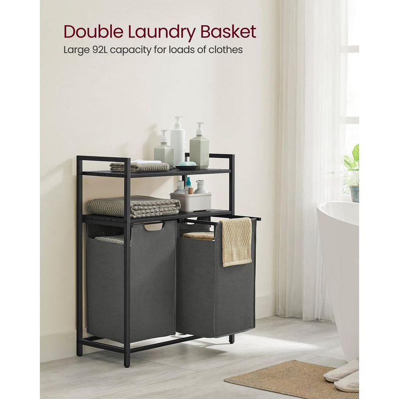VASAGLE Laundry Hamper, Laundry Basket, Laundry Sorter with 2 Pull-Out and Removable Bags, 3 of 10
