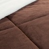 Full/Queen Comforter Set – 3-Piece Fleece Bedspread with Pillow Shams – Warm, Cozy, Machine-Washable Bedding by Lavish Home (Chocolate) - 2 of 4