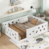Floor Bed with Heightened Safety Guardrails and Door, Solid Wood Bedframe with Rails for Girls - 3 of 4