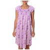 YafeMarte Women’s Cap Sleeve Cotton Blend Nightgown with Smocked Yoke and Floral Design - 2 of 4