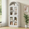 Arched Bookshelf with Doors, 71.4" Tall Farmhouse Bookcase, 15.8" Deep Wooden Display Cabinet with Storage Shelves - 2 of 4