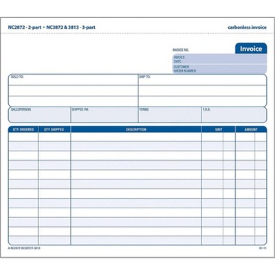 Adams Carbonless Invoices 2-Part 8-1/2 x NC2872-50