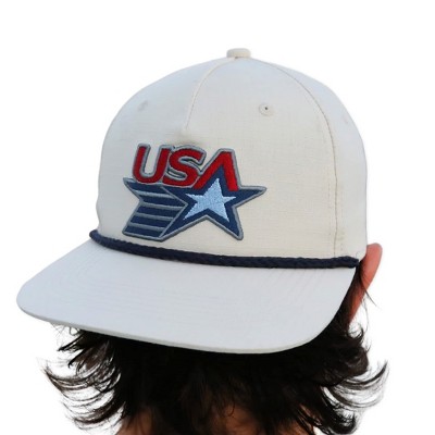 Burlebo Men Off White USA Retro Star Snapback Cap