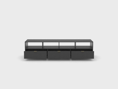 Sauder Morgan Main 85" Black Entertainment Credenza with Wave-Pattern Drawers