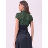 INSPIRE CHIC Women's Lace Stand Collar Pearl Button Short Sleeve Cropped Shrug - 4 of 4