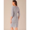 INSPIRE CHIC Women's Elegant Work 3/4 Sleeve Plaid Tweed Bodycon Dresses - 3 of 4