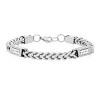 Steeltime 24" and 8.5" Men's stainless steel wheat chain and simulated diamonds link set. Color Option: Silver, Gold - 3 of 4