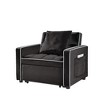 Velvet Folding Sofa Bed, Loveseat Lounge Couch With Adjustable Backrest, Side Pockets Modern Single Chair Bed - 3 of 4