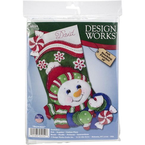 Design Works Felt Stocking Applique Kit 18 Long-Santa W/Kitten
