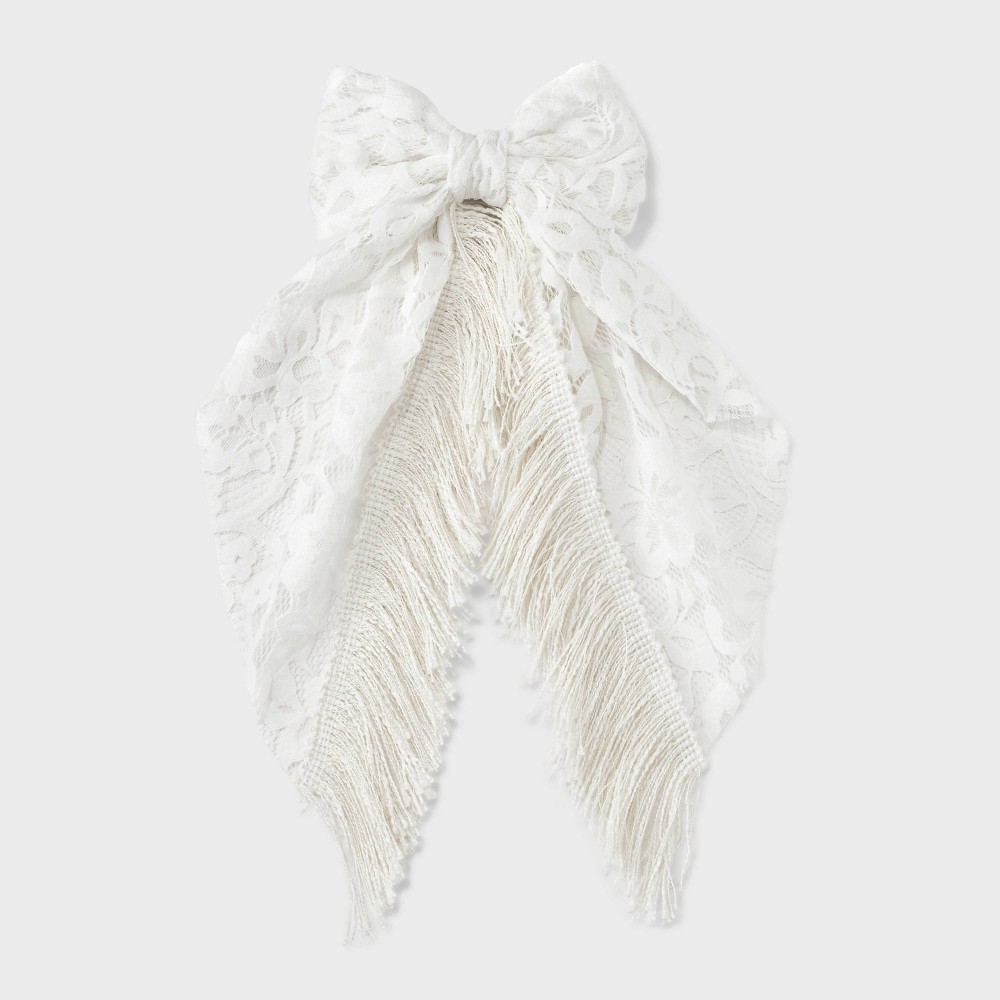 Lace Bow Hair Barrette Clip with Fringe - Wild Fable™ White