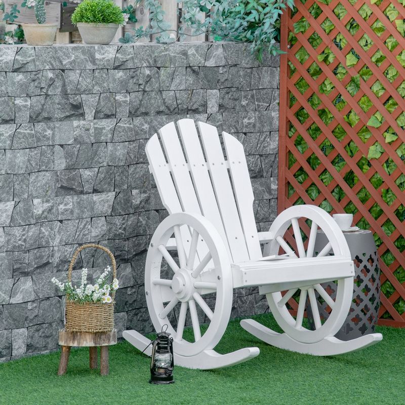 Outsunny Adirondack Rocking Chair with Slatted Design and Oversize Back for Porch, Poolside, or Garden Lounging, 3 of 8