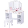 Garvee Princess Vanity Set for Kids - White Makeup Table with Mirror, Stool, and Wooden Play Makeup Accessories - 2 of 4