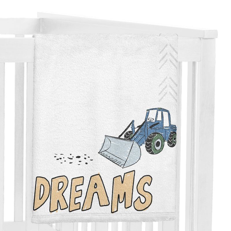 Sweet Jojo Designs Boy Baby Milestone Blanket Construction Truck Blue Green and Grey, 3 of 7