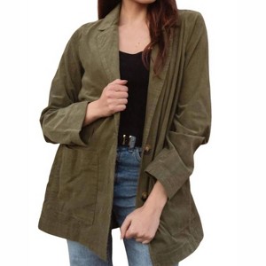 Women's Jora Oversized Light Weight Olive Button Up - LAVENDER J - 1 of 4