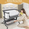 Infans Baby Bassinet Bedside Sleeper, Easy Folding Portable Crib with Wheels, 6 Adjustable Heights, Storage, Mattress & Carry Bag, Gray - 3 of 4