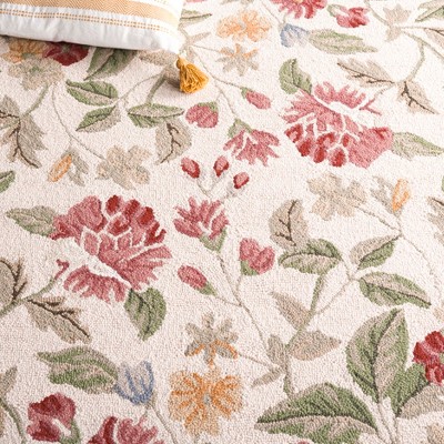 Ivory Floral Hand-Knotted Wool Runner Rug 2'6" x 8'