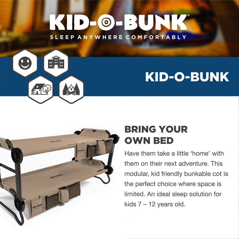 Disc-O-Bed Kid-O-Bunk Benchable Double Cot with Storage Organizers, 3 of 8