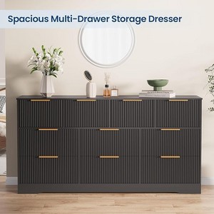 Fluted Dresser for Bedroom with 10 Drawers, 59" Wide Modern Chest of Drawers with Wood , Dresser TV Stand Wooden Closet Clothes Storage Organizer - 1 of 4