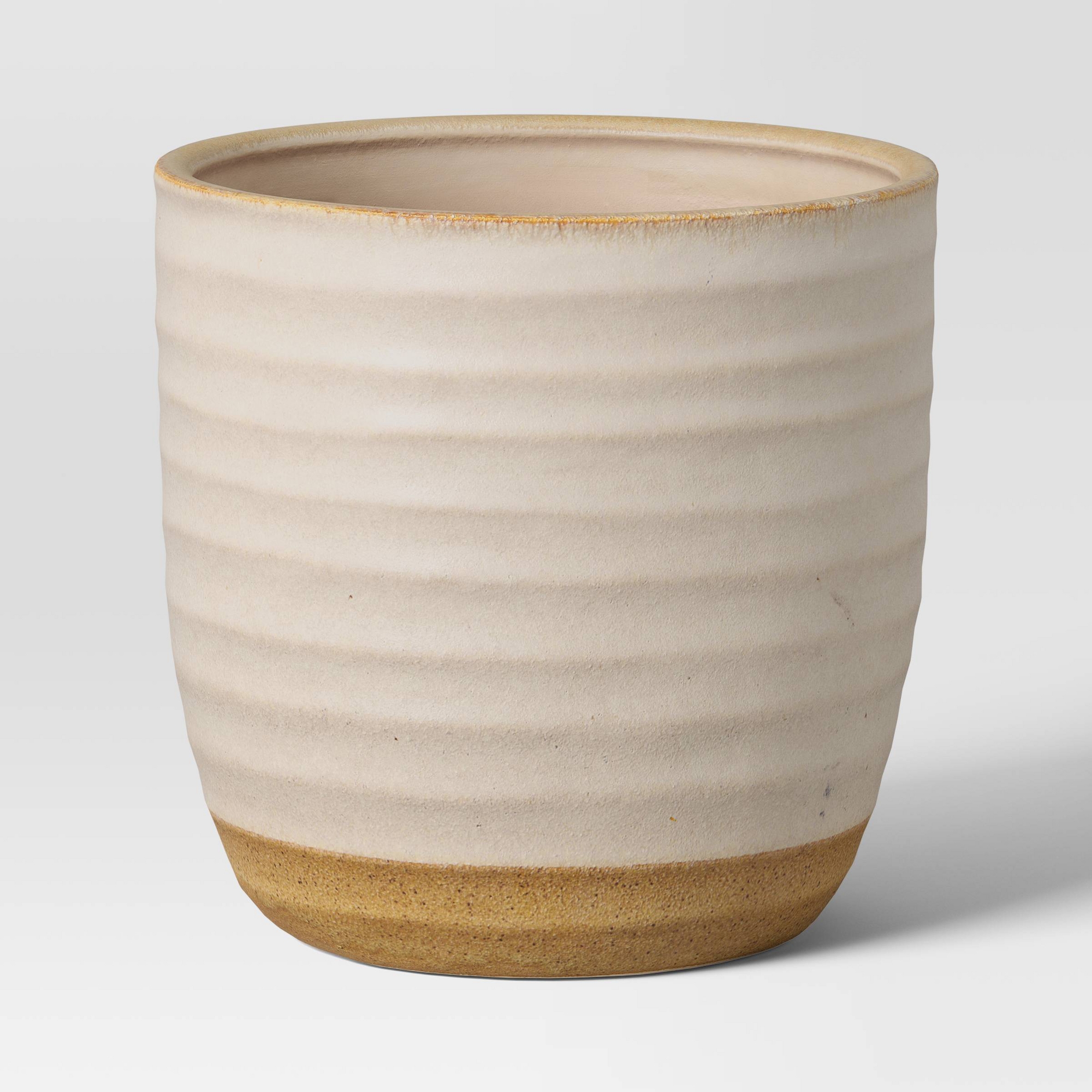 Split Glaze Ceramic Outdoor Planter Pot 8.15"x8.15" White - Threshold™
