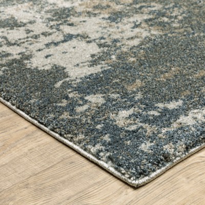 Hand-Knotted Blue and Gray Synthetic Oriental Area Rug