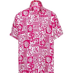 LA LEELA Men's Beach Hawaiian Short Sleeve Overshirt for Men - 1 of 3