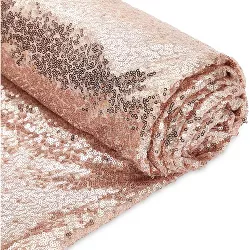 Bright Creations Rose Gold Sequin Fabric Roll for Sewing, Quilting (60 in x 15 Feet)