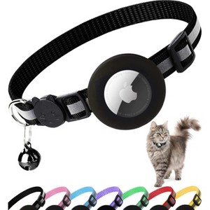 Airtag Cat Collar Breakaway, Reflective Kitten Collar with Apple Air Tag Holder and Bell - 1 of 4