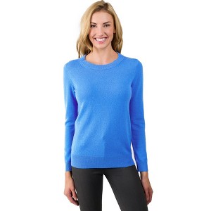 JENNIE LIU Women's 100% Pure Cashmere Long Sleeve Crew Neck Pullover Sweater - 1 of 4