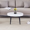 NicBex Modern Annular Texture Round Coffee Table with Black Sprayed Metal Legs,Natural Wood Side Table,Center Table for Living Room - 2 of 4