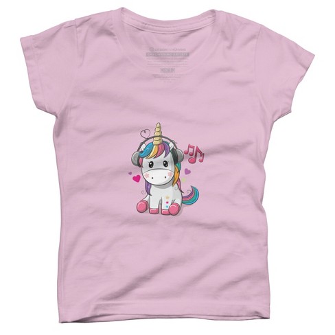 Girl's Design By Humans Happy unicorn By Kefren T-Shirt - image 1 of 3