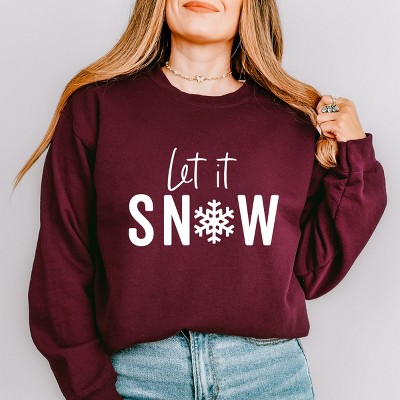 Simply Sage Market Let It Snow Sweatshirt - M - Maroon