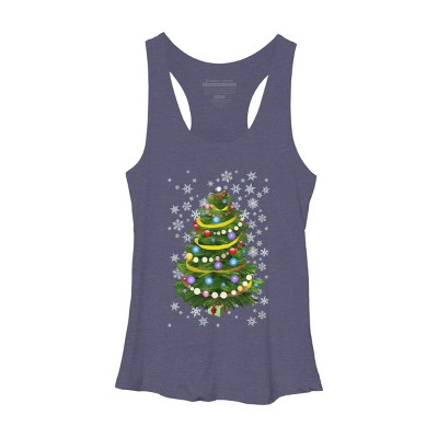 Women's Design By Humans Christmas Tree and Snowflakes By IvaW Racerback Tank Top