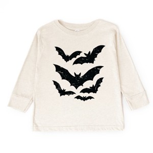 Halloween Bats Distressed - Toddler Long Sleeve Graphic Tee and Youth Long Sleeve Graphic T-Shirt - 1 of 3
