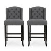 Set of 2 27" Vienna Contemporary Fabric Tufted Wingback Counter Stools with Nailhead Accents, for Kitchen Island - 3 of 4