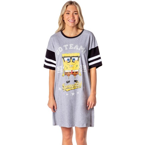 Nickelodeon SpongeBob SquarePants Womens' Nightgown Sleep Pajama Shirt Grey - image 1 of 4