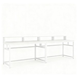 Gulches 78.7" Two Person Computer Desk with Monitor Stand & 4 Open Shelves, Home Office Double Workstation - 1 of 4